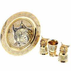 Декоративная тарелка «Рысь» с тремя стопками перевертышами