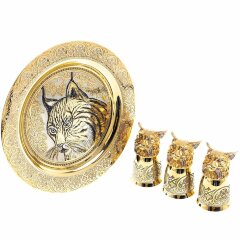 Декоративная тарелка «Рысь» с тремя стопками перевертышами