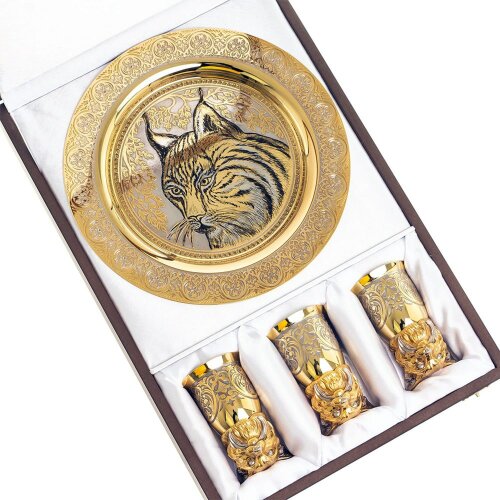 Декоративная тарелка «Рысь» с тремя стопками перевертышами