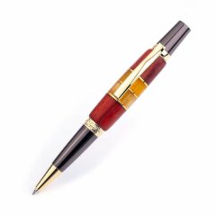 Позолоченная письменная ручка «Невада» из африканского дерева падук с янтарём
