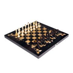 Подарочные шахматы «Флора» из морёного дуба и янтаря