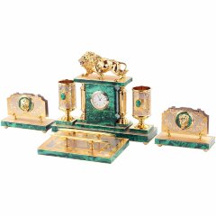 Настольный набор «Лев» из малахита