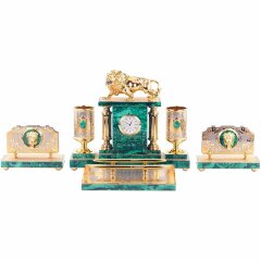 Настольный набор «Лев» из малахита