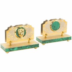 Настольный набор «Лев» из малахита