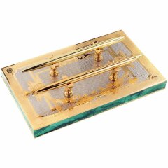 Настольный набор «Лев» из малахита