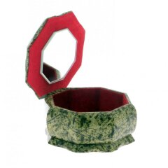 Восьмигранная шкатулка из змеевика «Ящерица» с зеркалом для украшений