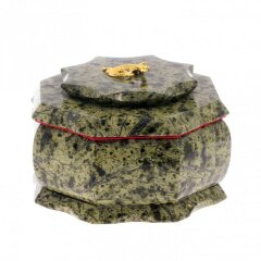 Восьмигранная шкатулка из змеевика «Ящерица» с зеркалом для украшений