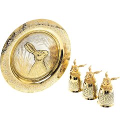 Декоративная тарелка «Заяц» с тремя стопками перевертышами