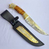 Подарочный нож «Янтарь» с позолоченным клинком