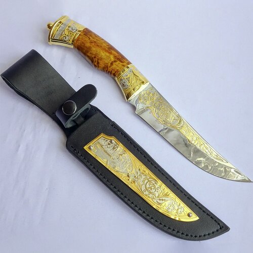 Подарочный нож «Янтарь» с позолоченным клинком