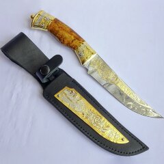 Подарочный нож «Янтарь» с позолоченным клинком