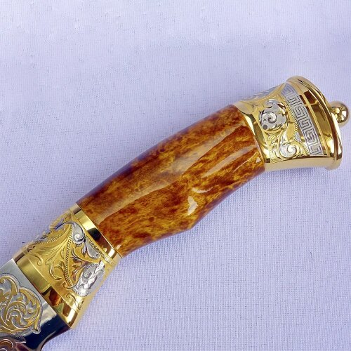 Подарочный нож «Янтарь» с позолоченным клинком