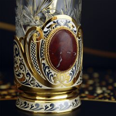 Подстаканник подарочный «Яшма» с каменной ручкой в подарок мужчине