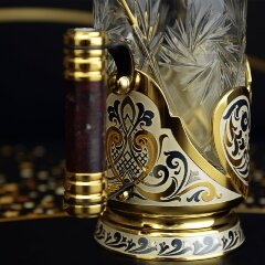 Подстаканник подарочный «Яшма» с каменной ручкой в подарок мужчине