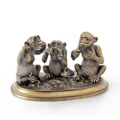 Бронзовая композиция «Мудрые обезьяны» в подарок коллекционеру