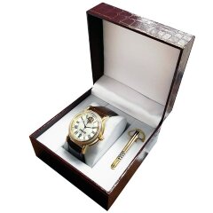 Позолоченные часы «Герб России» с зажимом галстука