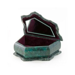 Пятигранная шкатулка из змеевика «Ящерица» с зеркалом для украшений