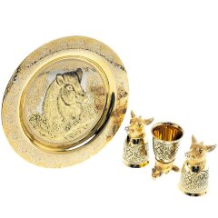 Декоративная тарелка «Кабан» с тремя стопками перевертышами