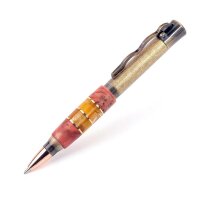 Стильная письменная ручка «Винчестер» из капа берёзы с янтарём