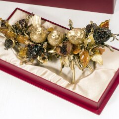 Сувенирная композиция «Птицы в саду» из натурального янтаря в подарок женщине