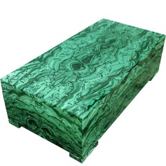 Изысканная малахитовая шкатулка «Хозяйка медной горы» с зелёным бархатом