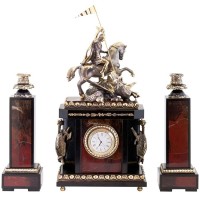 Каминные часы «Георгий Победоносец» (яшма)