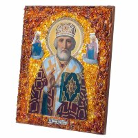 Янтарная икона «Николай Чудотворец» в подарок христианину