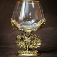 Подарочный бокал для коньяка «Герб России» с объёмной фигуркой