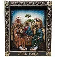 Большая резная икона «Святая Троица» с кристаллами Swarovski