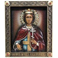 Именная икона «Святая великомученица Екатерина» с кристаллами Сваровски