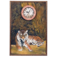 Картина с часами из каменной крошки «Тигр» — символ 2022 года