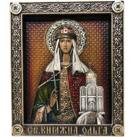 Именная икона «Святая великая княгиня Ольга» с кристаллами Сваровски