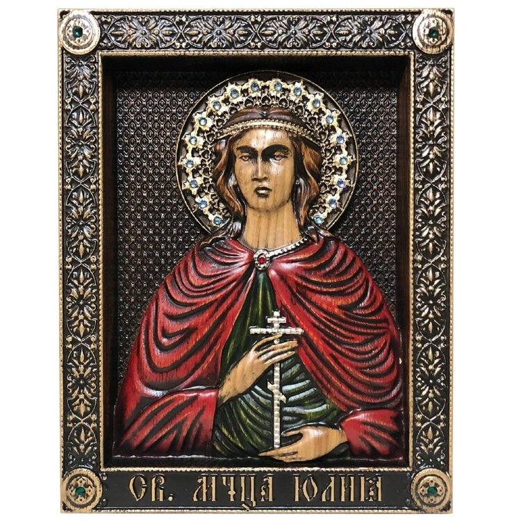Именная икона «Святая мученица Юлия» с кристаллами Сваровски