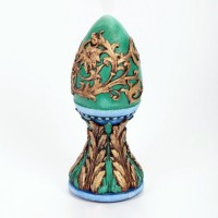 Резное пасхальное яйцо «Хохлома» (зелёное) из дерева